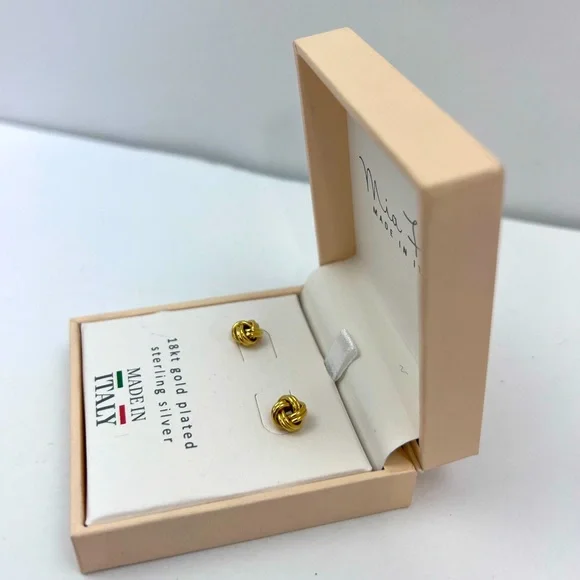 MÍA FIORE, KNOTT STUD EARRINGS, STERLING SILVER & 18KT GOLD PLAYED EARRINGS - Picture 3 of 14